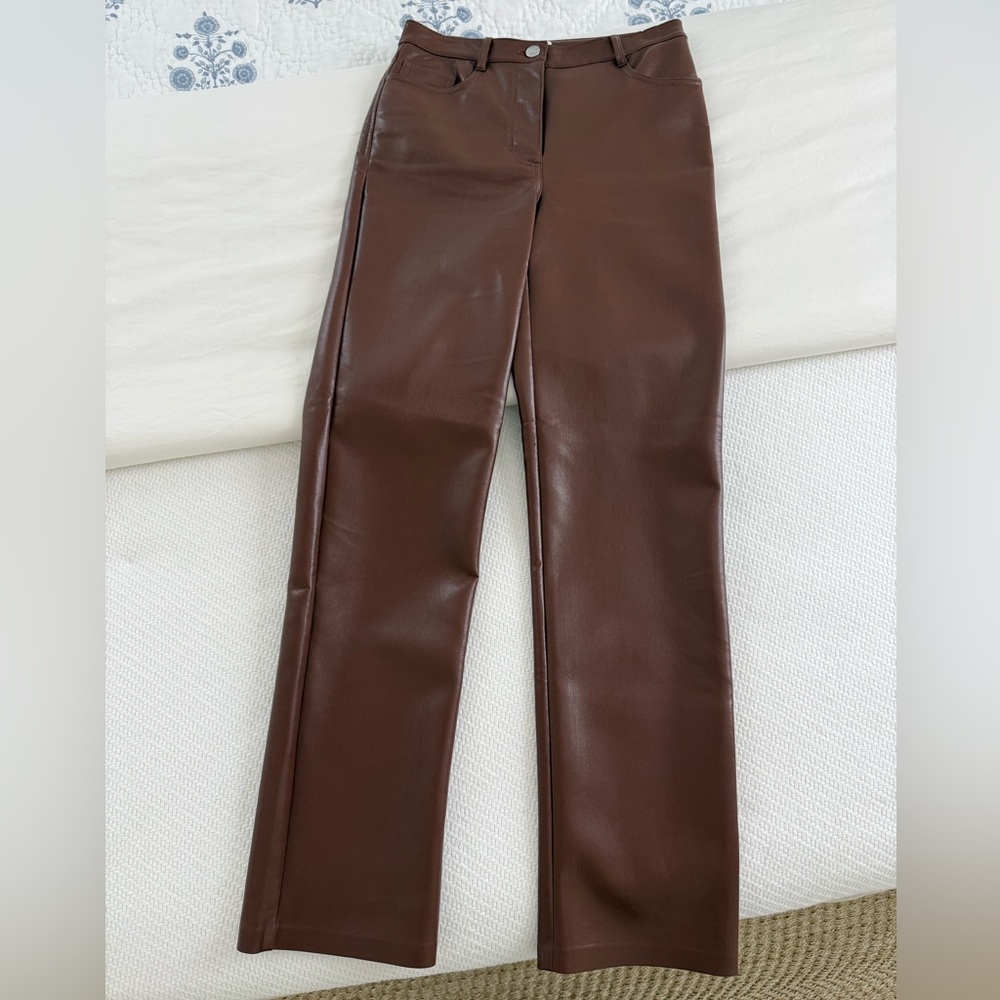 Aritzia Wilfred Brown Faux Leather Pants